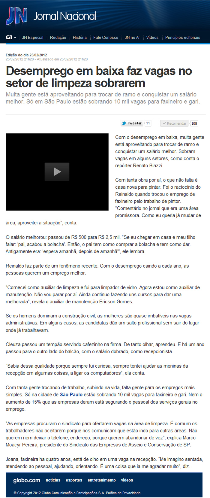 Jornal Nacional 25/02/2012